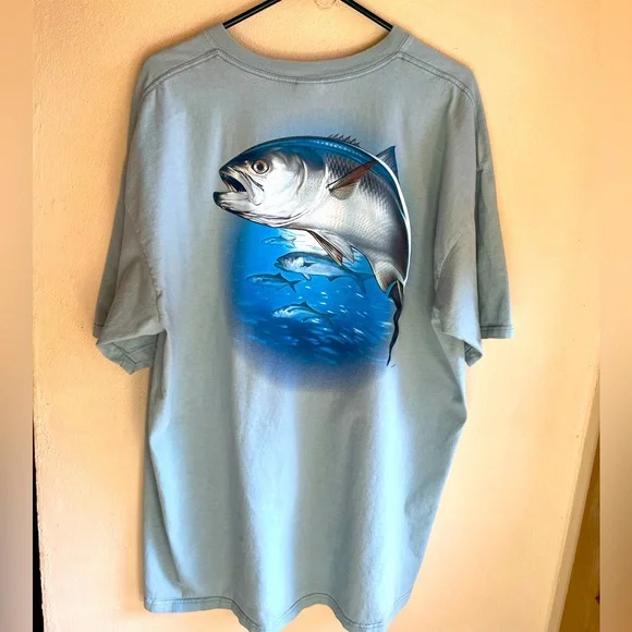 Vintage New Jersey Blue Fish Barnegat Light Tshirt. Mint Green. Anvil Tag. 3XL - Picture 1 of 9